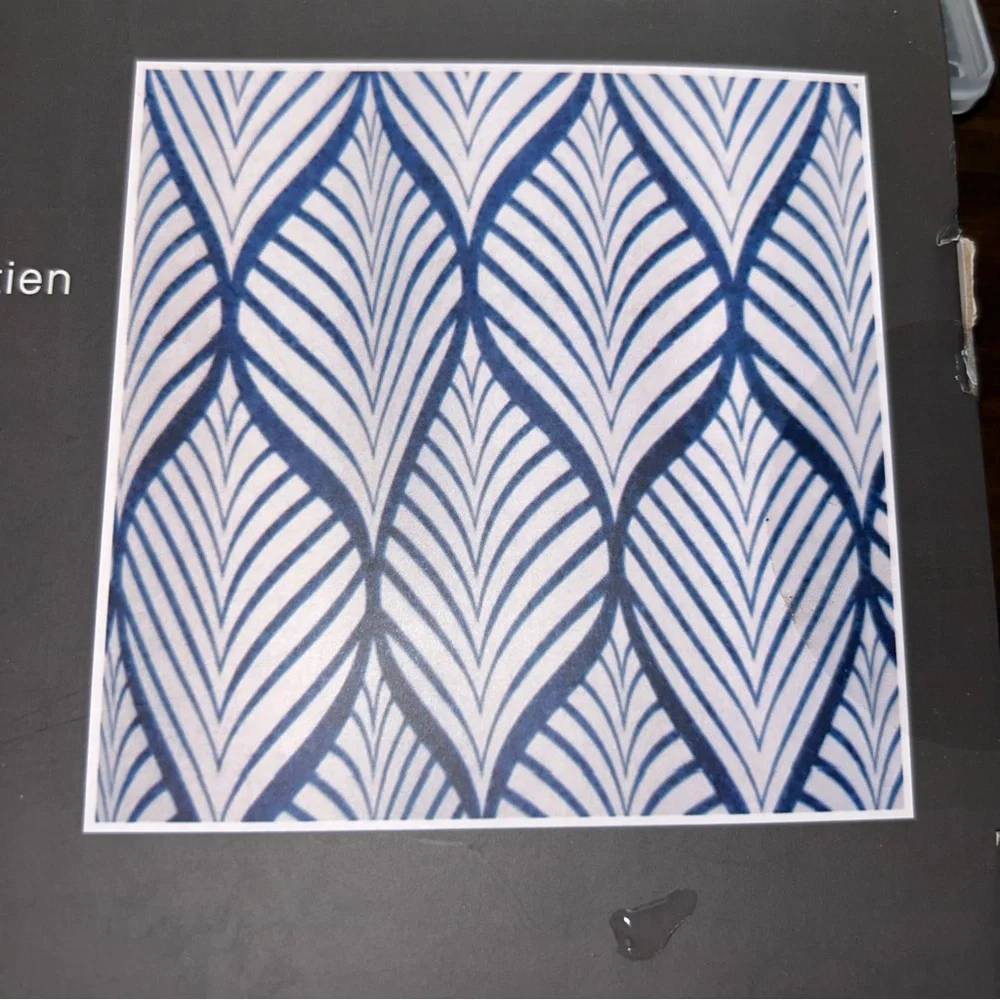 Moda Navy and White Deco Leaf Shower Curtain